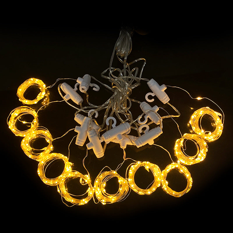 9.8ft Copper Wire LED Light Strip Decorative Indoor Curtain Lights with Hook and Remote