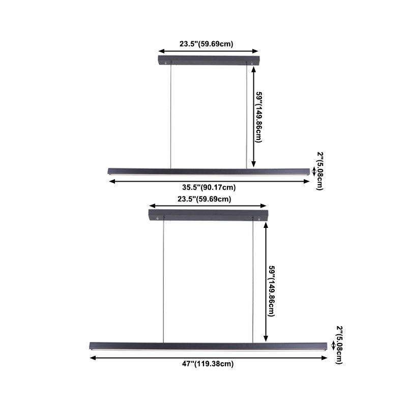 Minimalism Contemporary Style Island Chandelier Light Linear LED Island Light for Dining Room