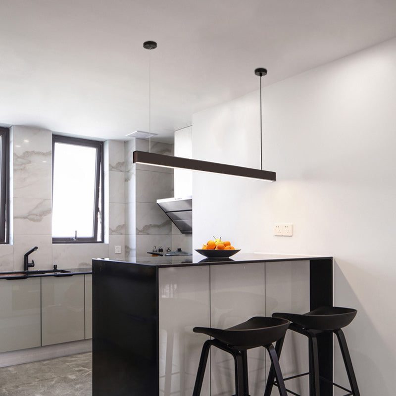 Rectangle Island Lights Modern Metal 1 Light Kitchen Island Lighting in Black