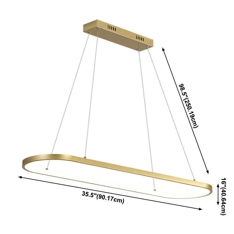 Modern Kitchen Island Lighting Oval Metal Island Light Fixture in Gold Finish