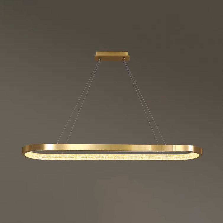 Modern Kitchen Island Lighting Oval Metal Island Light Fixture in Gold Finish