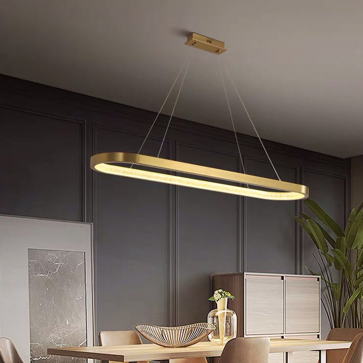 Modern Kitchen Island Lighting Oval Metal Island Light Fixture in Gold Finish