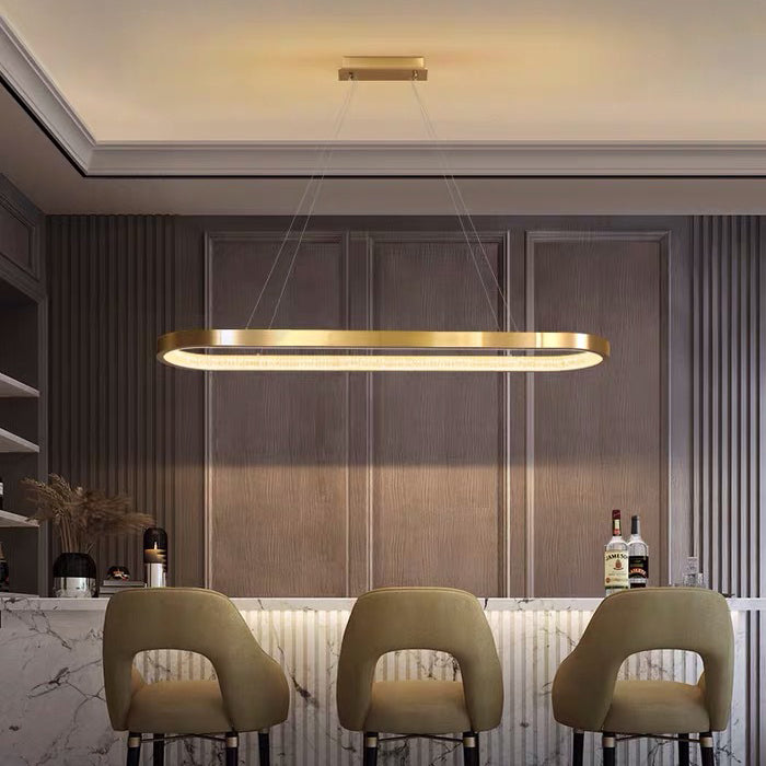 Modern Kitchen Island Lighting Oval Metal Island Light Fixture in Gold Finish