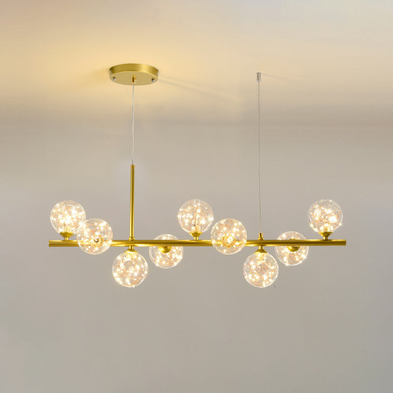 Modern Kitchen Island Lighting Oval Metal Island Ceiling Light with Glass Shade