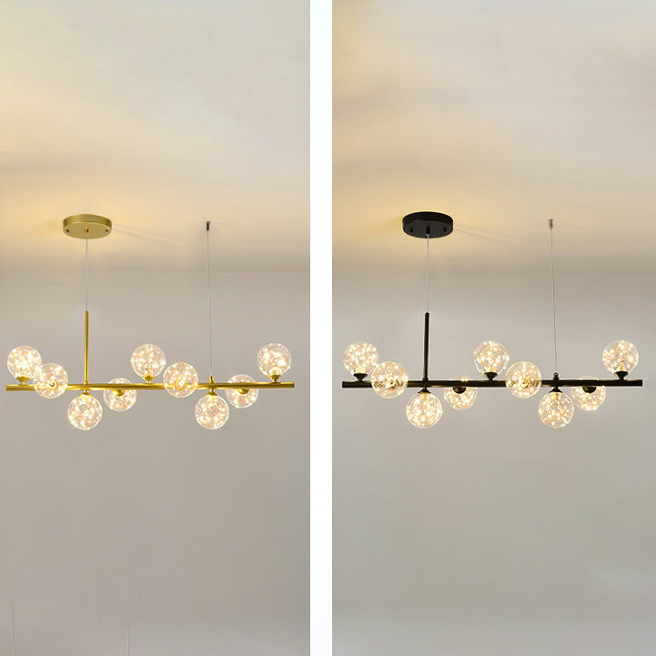 Modern Kitchen Island Lighting Oval Metal Island Ceiling Light with Glass Shade