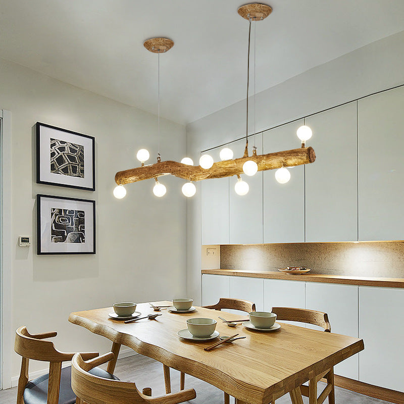 Modern Globe Island Light Fixture Glass Island Ceiling Light in Brown Finish