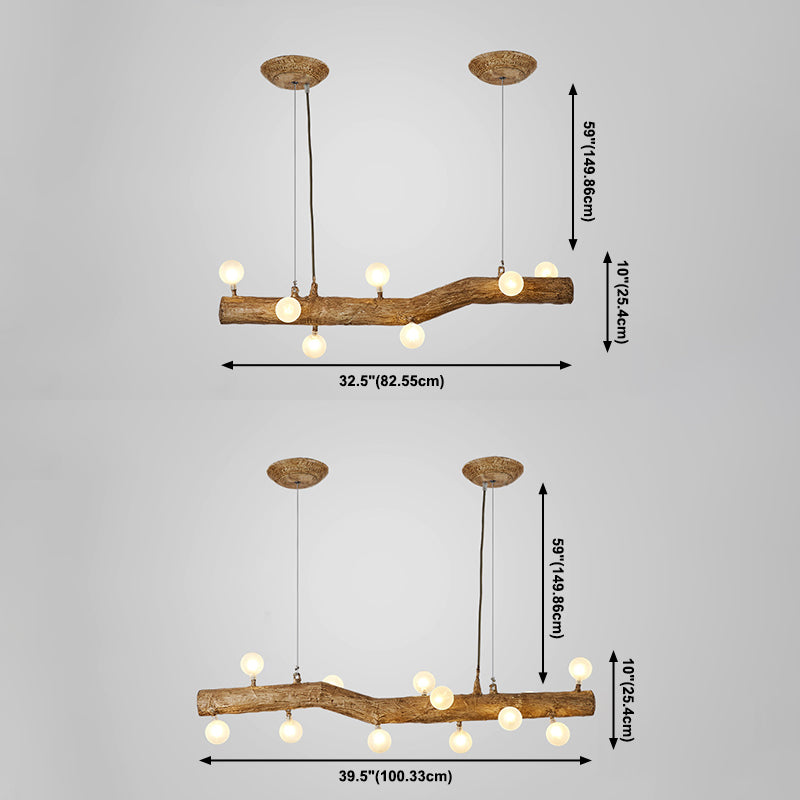 Modern Globe Island Light Fixture Glass Island Ceiling Light in Brown Finish