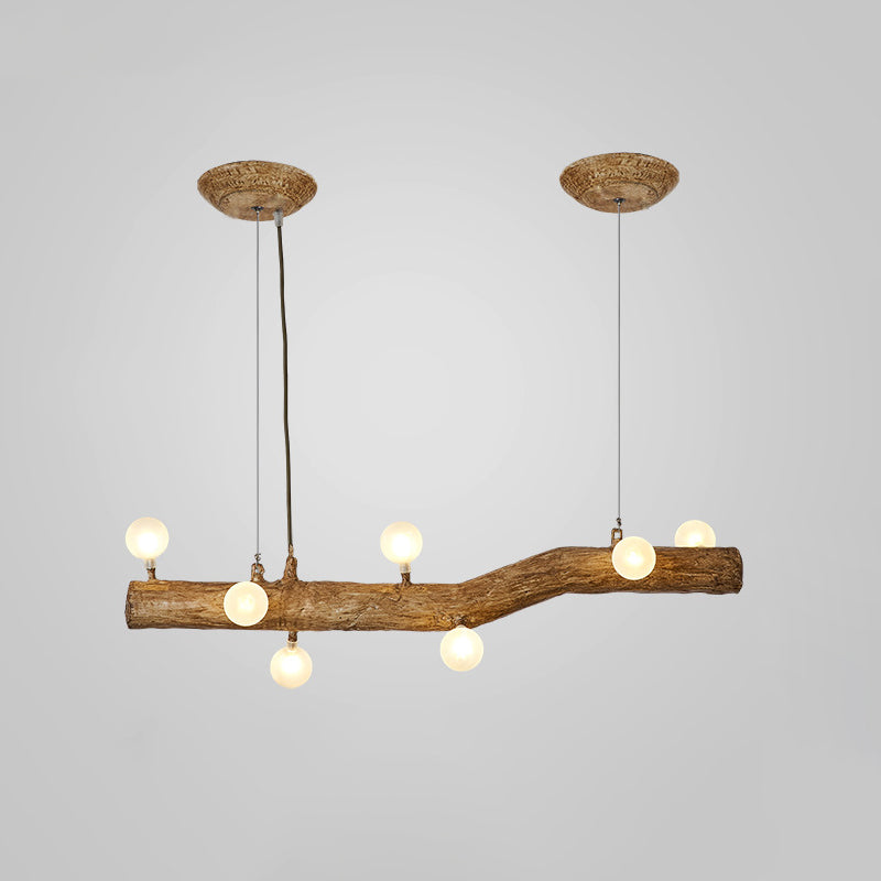 Modern Globe Island Light Fixture Glass Island Ceiling Light in Brown Finish