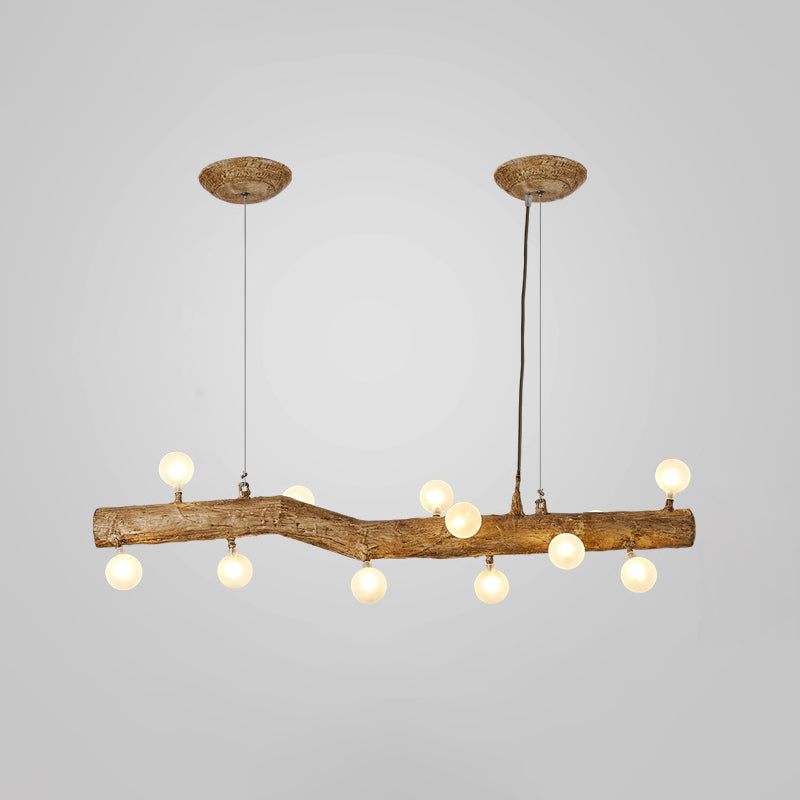 Modern Globe Island Light Fixture Glass Island Ceiling Light in Brown Finish