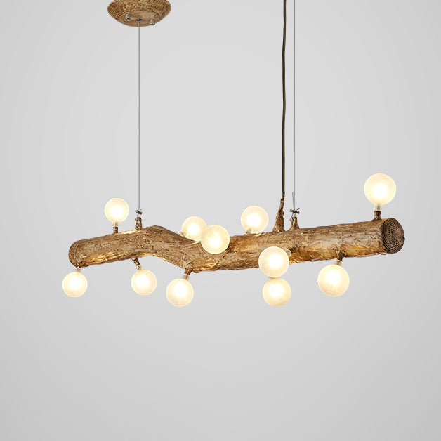 Modern Globe Island Light Fixture Glass Island Ceiling Light in Brown Finish