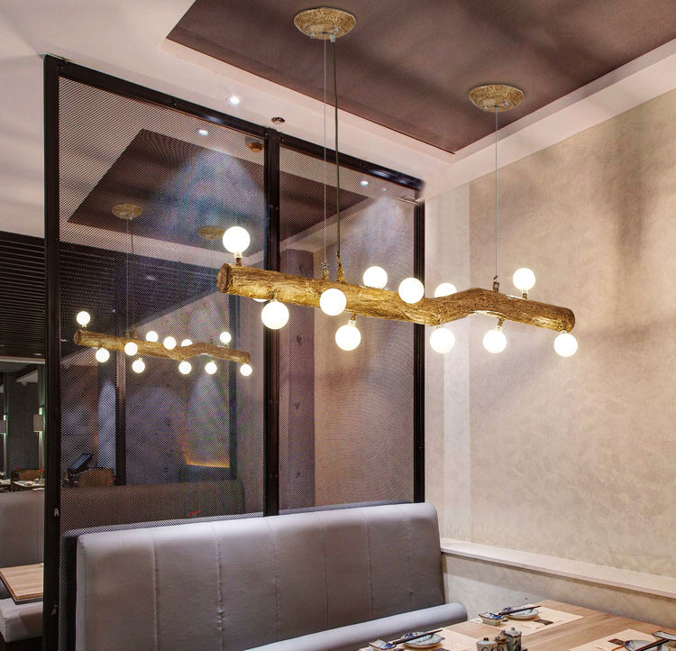 Modern Globe Island Light Fixture Glass Island Ceiling Light in Brown Finish