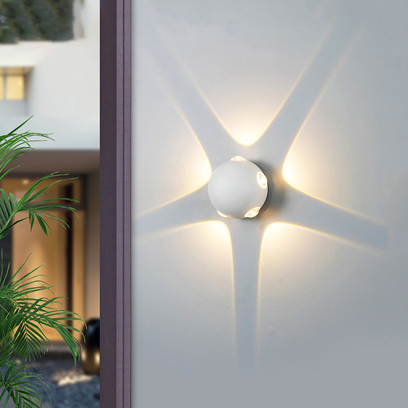 Modern Creative LED Waterproof Wall Lamp Aluminium Sphere Wall Sconce with Clear Glass Shade