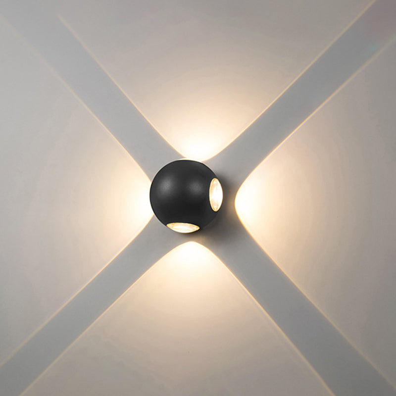 Modern creative LED impermeable Lámpara de pared de aluminio Sphere Spline de pared con sombra de vidrio transparente
