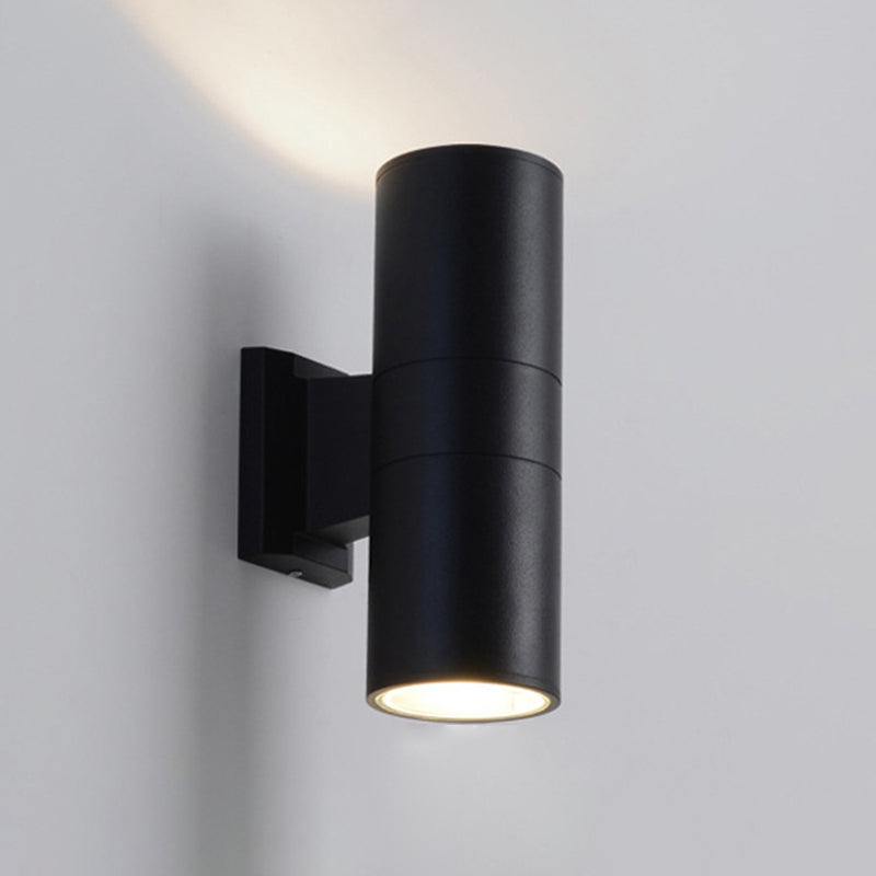 Mi-cylindre l'éclairage mural moderne métal métal 2 lumières lampe applicable en noir