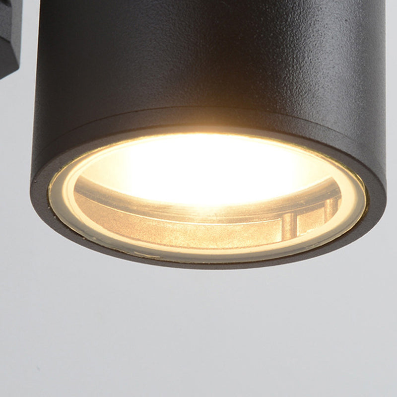 Mi-cylindre l'éclairage mural moderne métal métal 2 lumières lampe applicable en noir