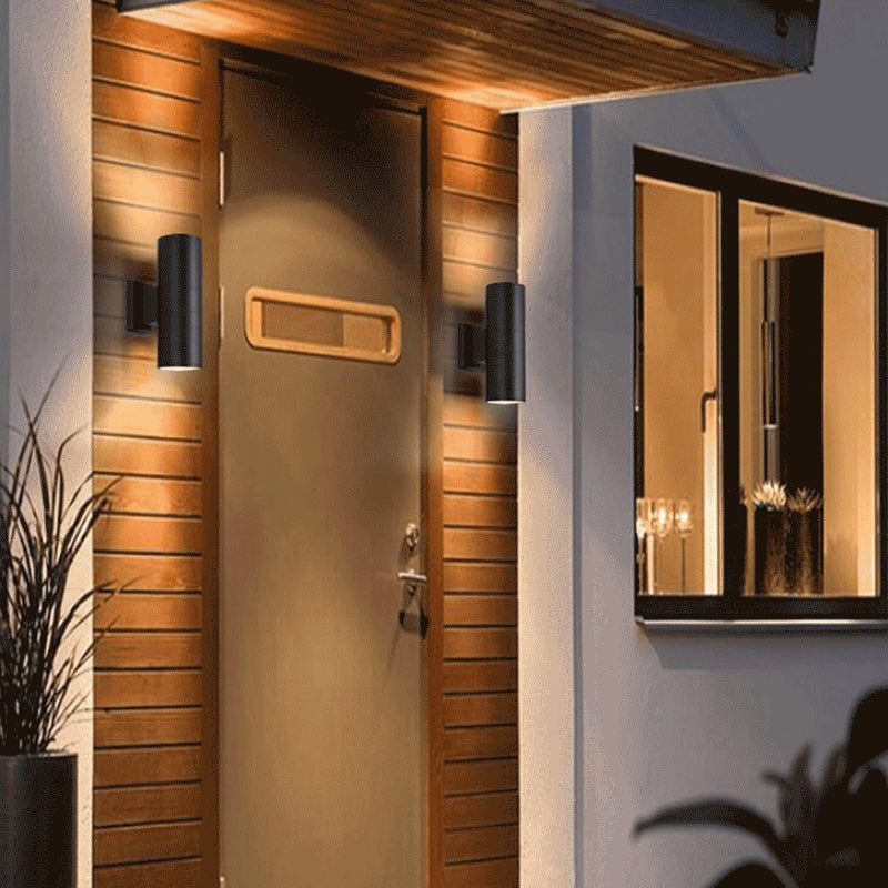 Mi-cylindre l'éclairage mural moderne métal métal 2 lumières lampe applicable en noir