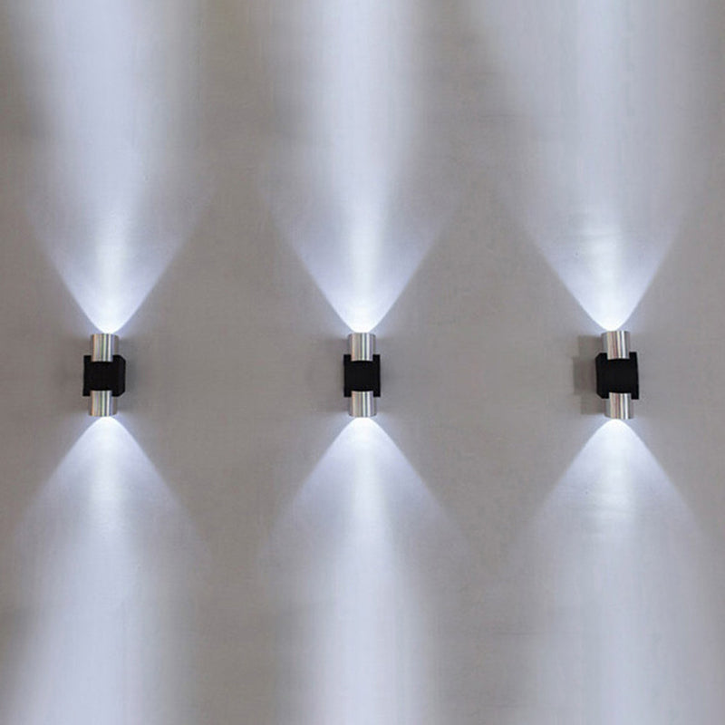 Half Cylinder Shade Wall Lighting Modern Style Metal 2 Lights Sconce Lamp in Chrome