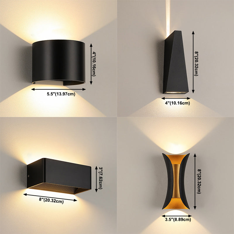 Geometric Shade Wall Lighting Modern Style Metal 2 Lights Sconce Lamp in Black