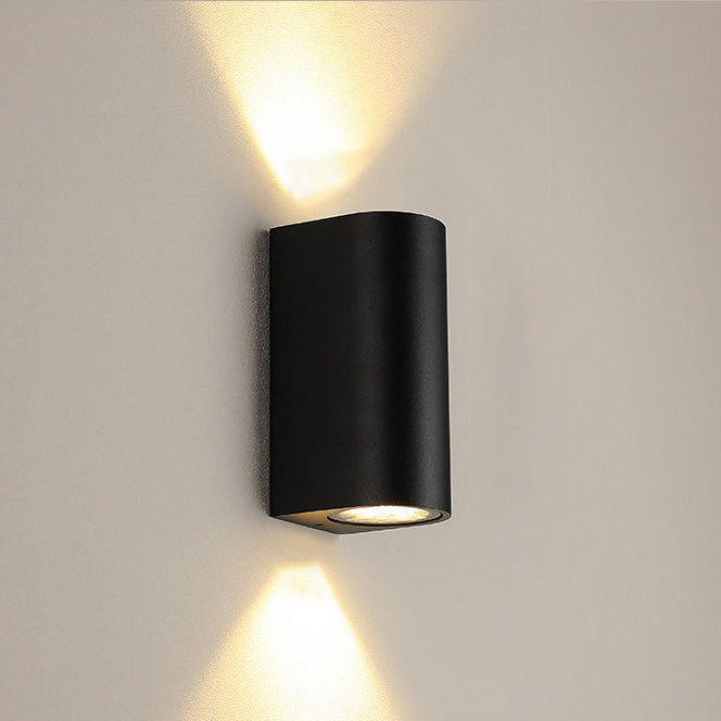Geometric Shade Wall Lighting Modern Style Metal 2 Lights Sconce Lamp in Black