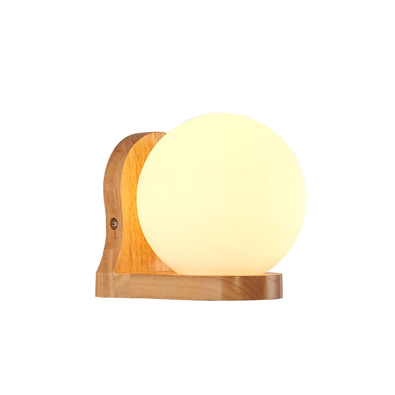 1 Light Globe Wall Sconce Lighting Modernwood Sconce Lighttures en marron