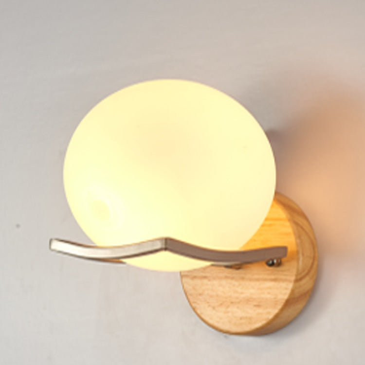 1 Light Globe Wall Sconce Lighting Modernwood Sconce Lighttures en marron