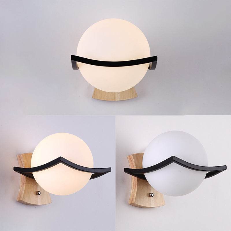 1 Light Globe Wall Sconce Lighting Modernwood Sconce Lighttures en marron