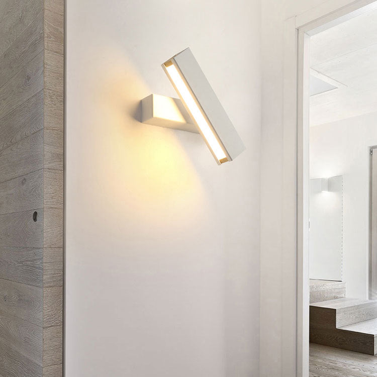 Wooden Rectangular LED Wall Lamp in Modern Simplicity Iron Rotatable Wall Sconce with Acrylic Shade