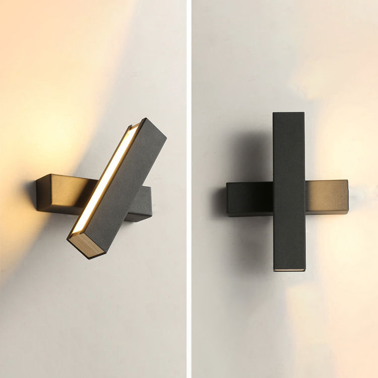Wooden Rectangular LED Wall Lamp in Modern Simplicity Iron Rotatable Wall Sconce with Acrylic Shade