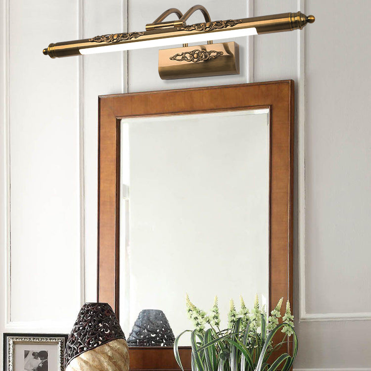 Luci da parete lineare Mid Century Metal 1 Light Sconce Light Aibrowture in oro