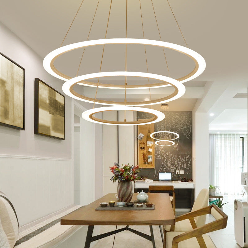 Moderne eenvoudige led hangende kroonluchter licht acrylhangende hanglampen voor eetkamer