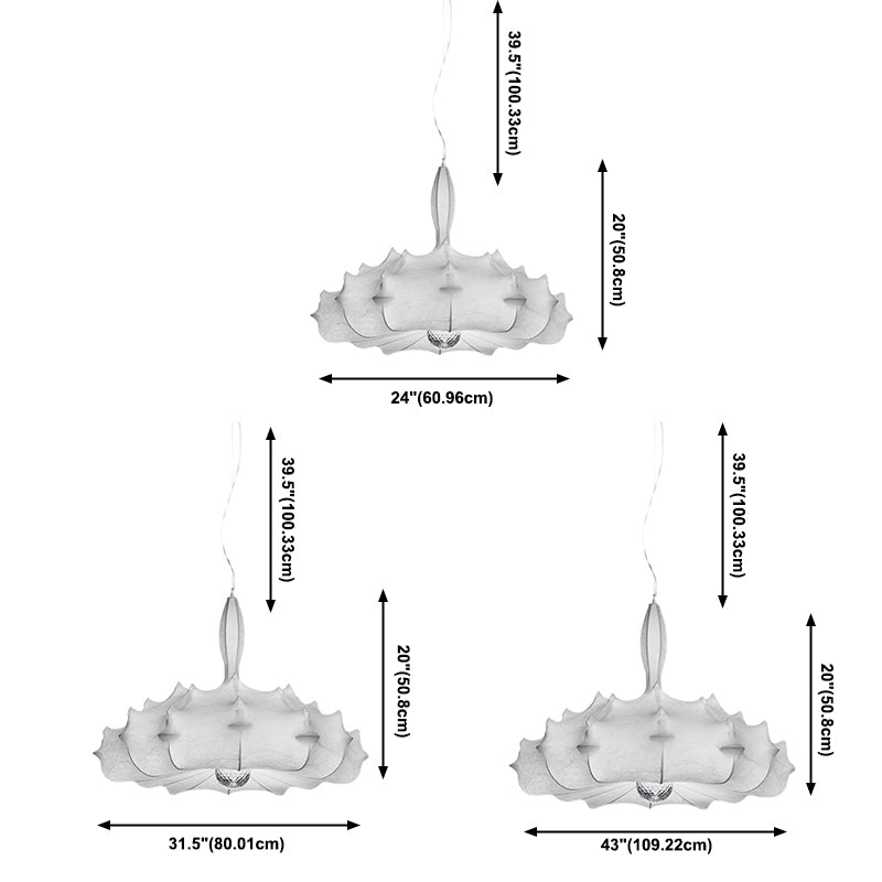 Pendante blanche en soie dans le style de luxe moderne du style de luxe à tambour en fer punaid pour les espaces intérieurs