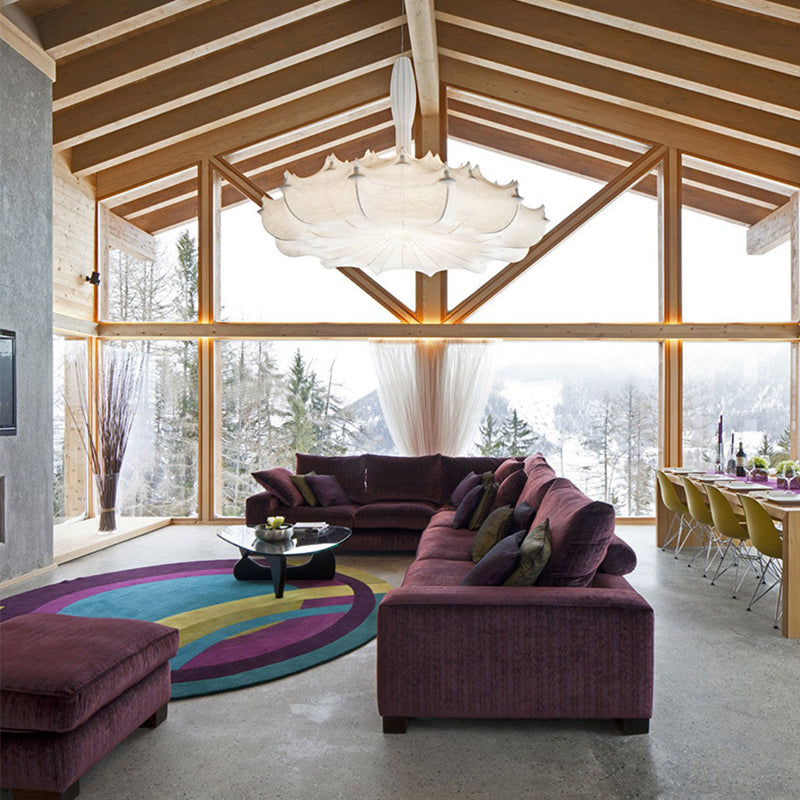 Pendante blanche en soie dans le style de luxe moderne du style de luxe à tambour en fer punaid pour les espaces intérieurs