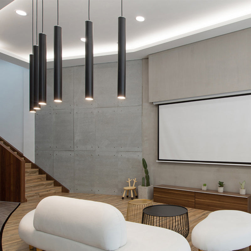 Zylindrisch hängende Anhänger leichte moderne Küche Anhänger Licht im schwarzen Finish