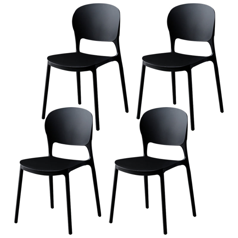Silla de comedor de plástico cuadrada moderna con parte trasera abierta, sillas sin brazos laterales