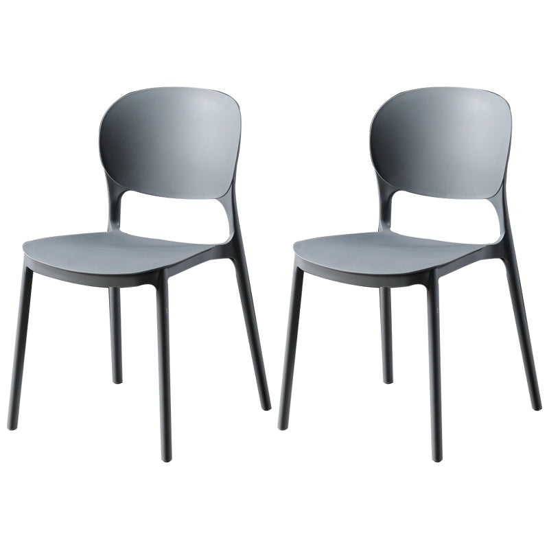 Silla de comedor de plástico cuadrada moderna con parte trasera abierta, sillas sin brazos laterales