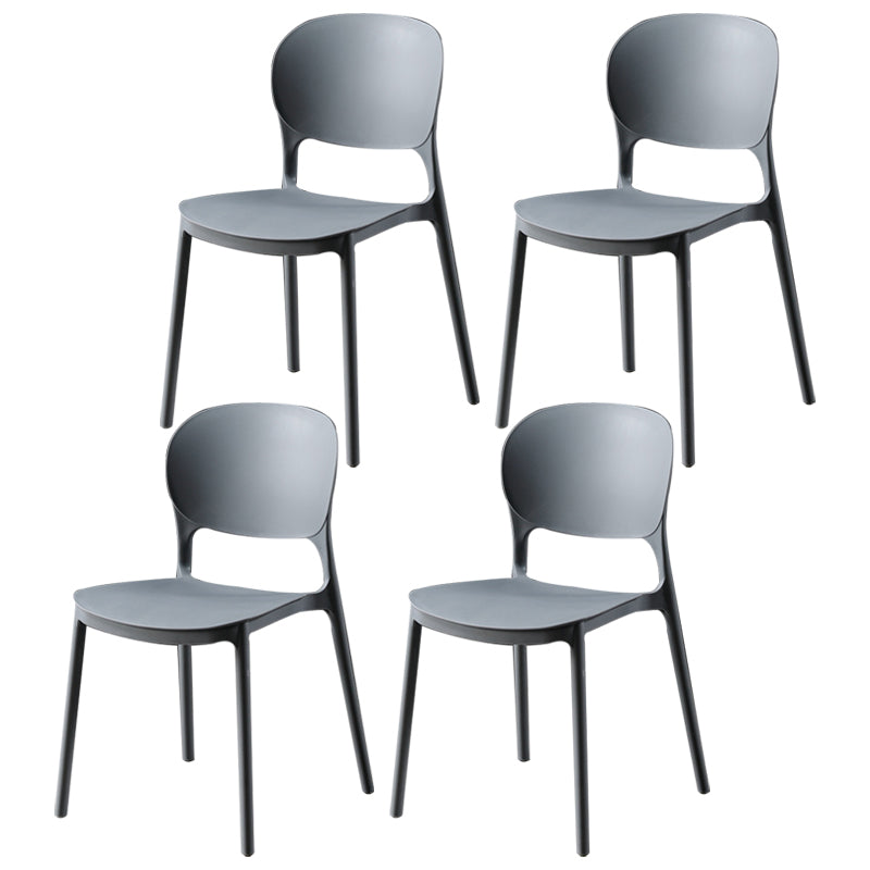 Silla de comedor de plástico cuadrada moderna con parte trasera abierta, sillas sin brazos laterales