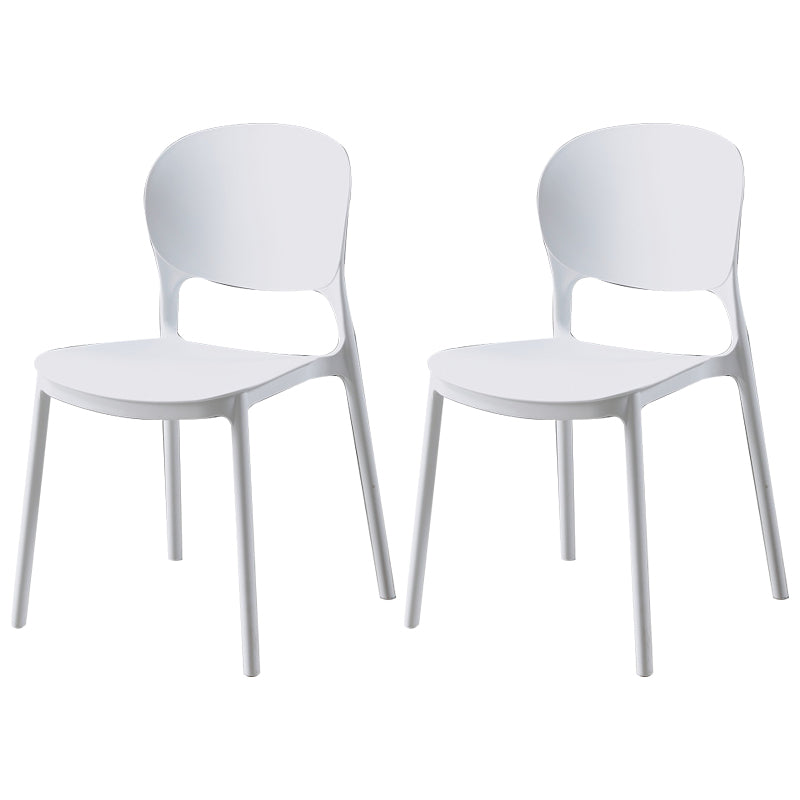 Silla de comedor de plástico cuadrada moderna con parte trasera abierta, sillas sin brazos laterales