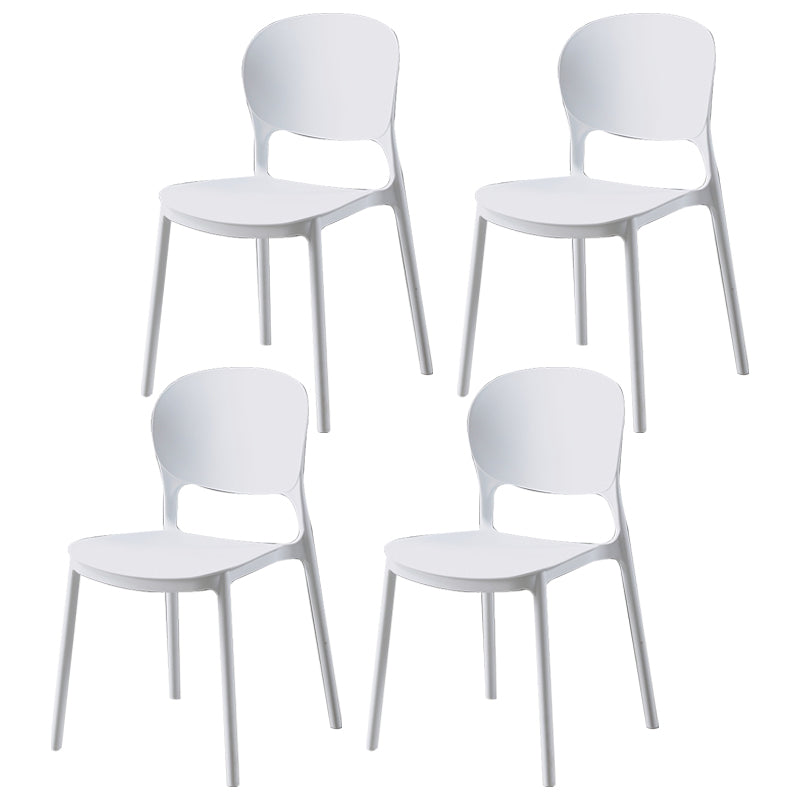 Silla de comedor de plástico cuadrada moderna con parte trasera abierta, sillas sin brazos laterales