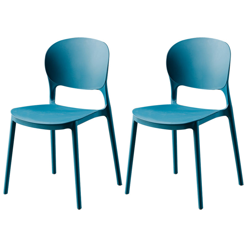 Silla de comedor de plástico cuadrada moderna con parte trasera abierta, sillas sin brazos laterales