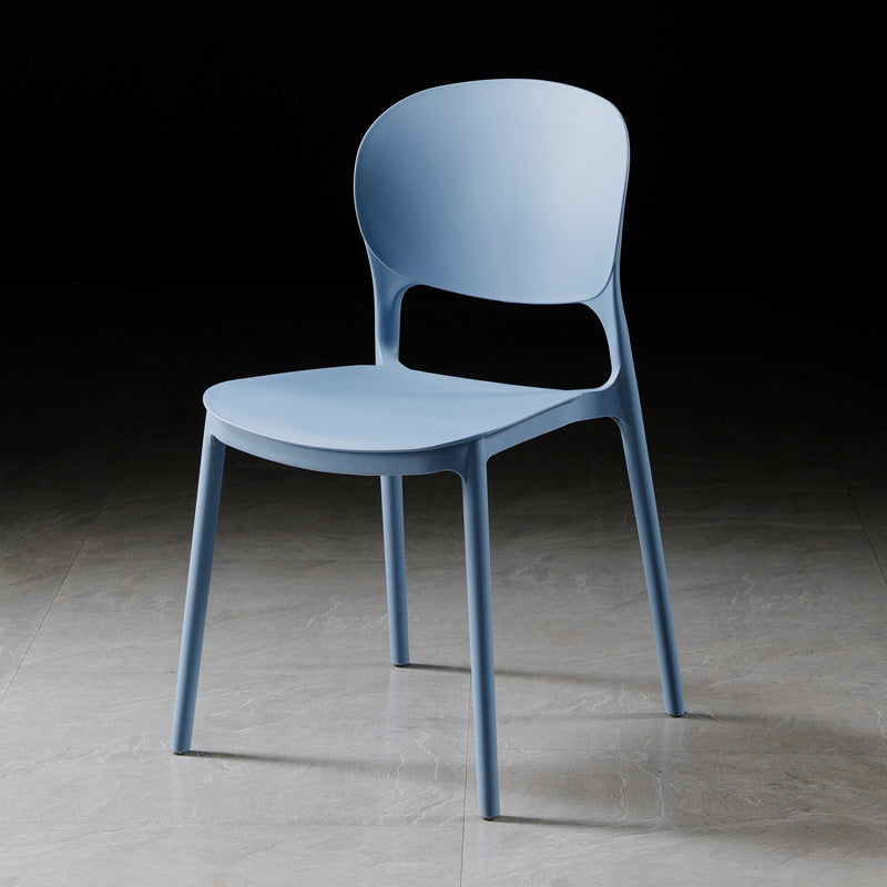 Silla de comedor de plástico cuadrada moderna con parte trasera abierta, sillas sin brazos laterales