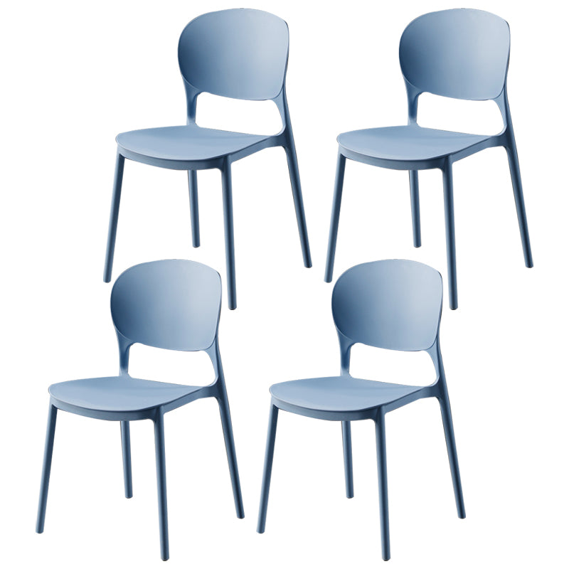 Silla de comedor de plástico cuadrada moderna con parte trasera abierta, sillas sin brazos laterales