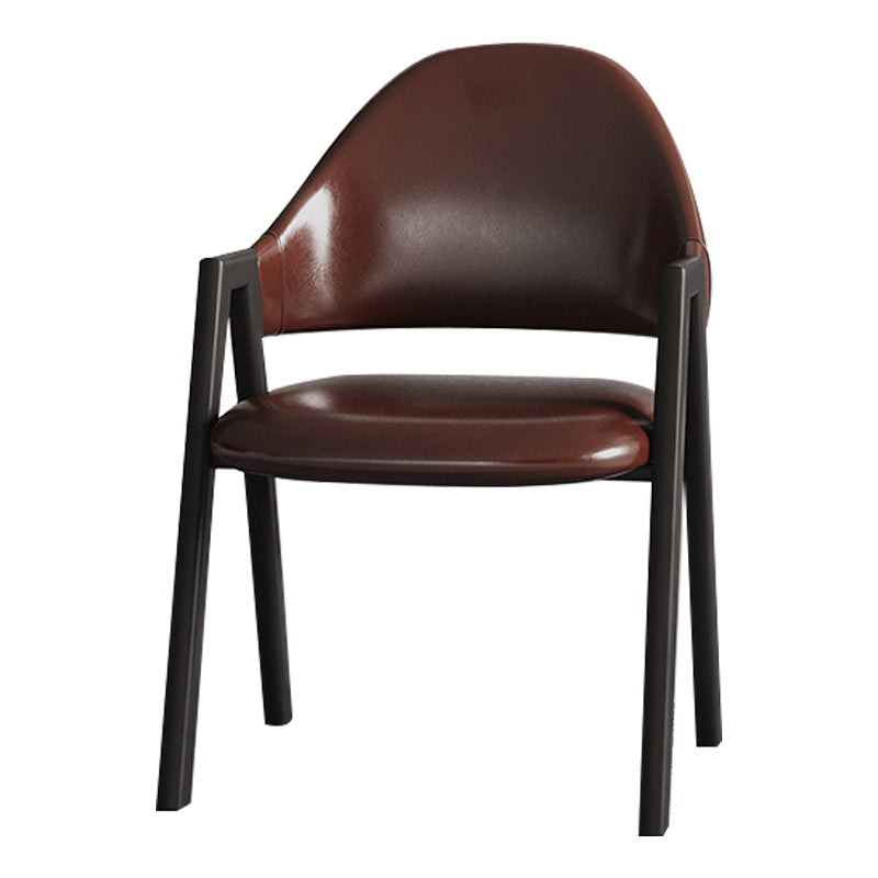 Contemporary Style Linen Fabric Dining Chair Open Back Dining Side Arm Chairs