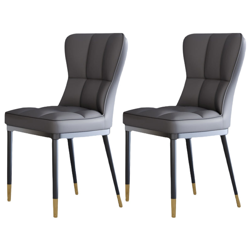 Silla lateral casera escandinava Silla de comedor tapizada de metal con respaldo sólido