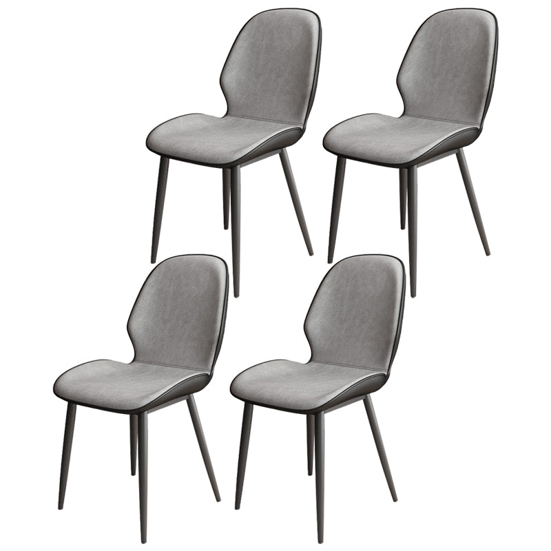 Silla lateral casera escandinava Silla de comedor tapizada de metal con respaldo sólido
