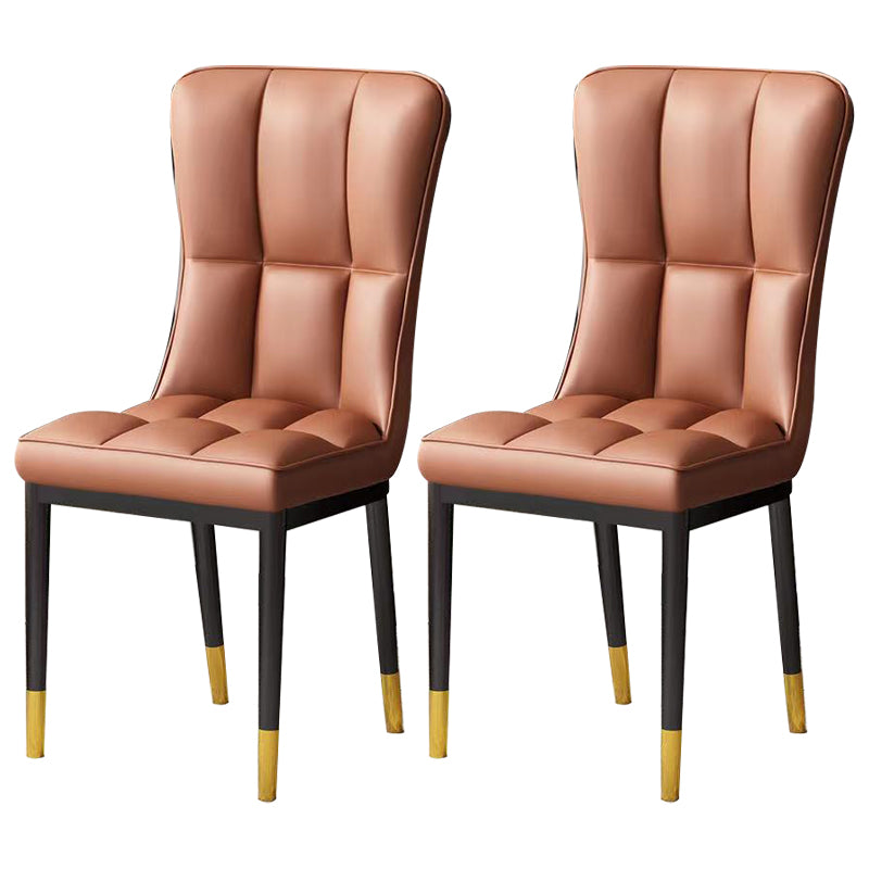 Silla lateral casera escandinava Silla de comedor tapizada de metal con respaldo sólido
