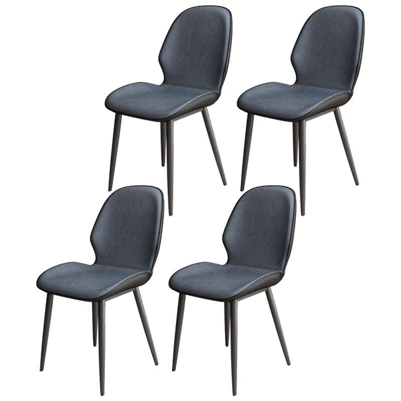 Silla lateral casera escandinava Silla de comedor tapizada de metal con respaldo sólido