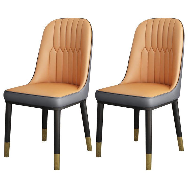 Silla lateral casera escandinava Silla de comedor tapizada de metal con respaldo sólido