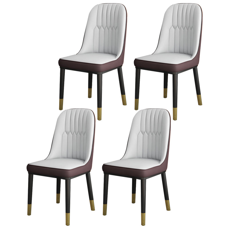 Silla lateral casera escandinava Silla de comedor tapizada de metal con respaldo sólido