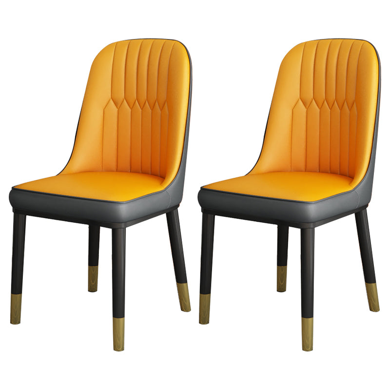 Silla lateral casera escandinava Silla de comedor tapizada de metal con respaldo sólido