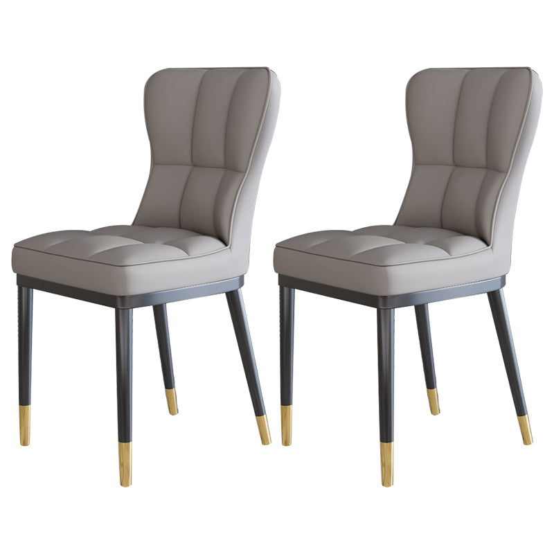Silla lateral casera escandinava Silla de comedor tapizada de metal con respaldo sólido